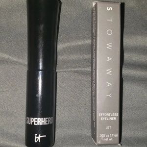 Stowaway eyeliner. Super hero mascara